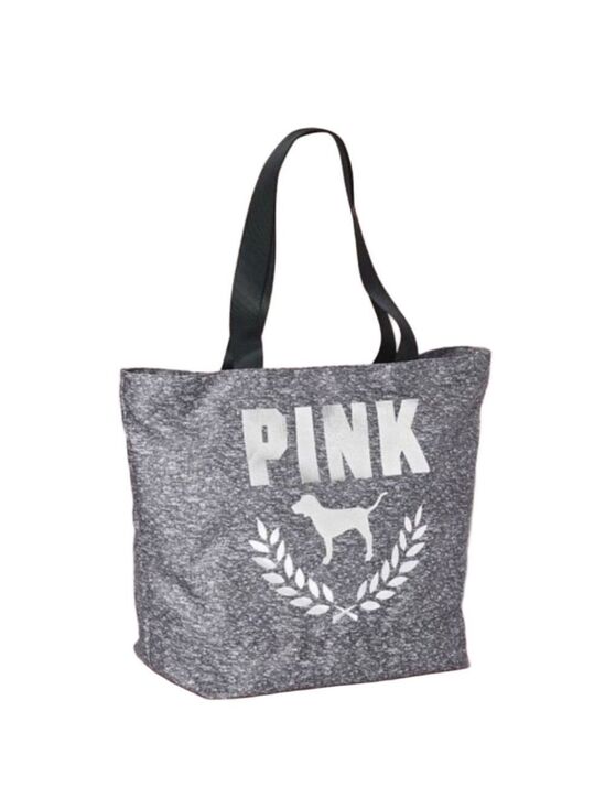PINK Victoria's Secret Handbags - PINK Classic Nylon Stormy Heather Grey Tote